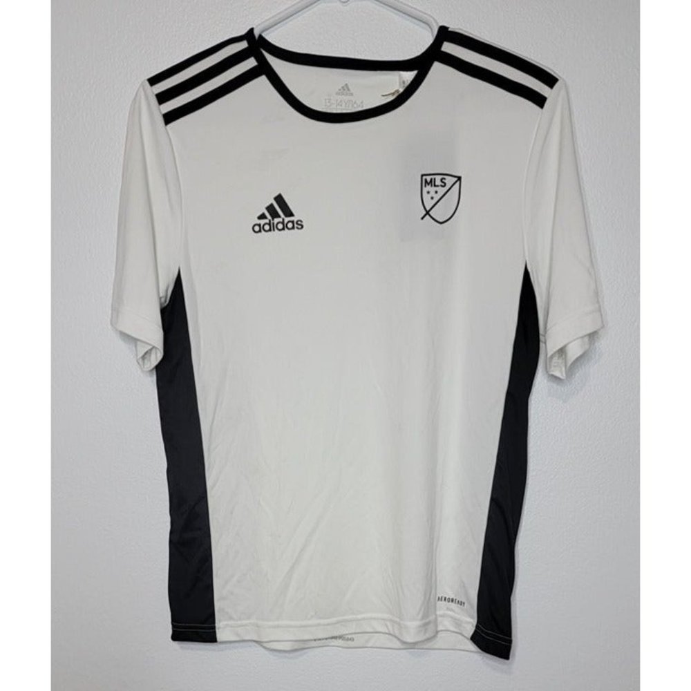 MLS Soccer Adidas Entrada Jersey White Yourh 13-14Y L Large Futbol Football